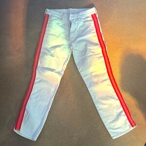 Mother Denim Mid Rise Dazzler Crop Whipping the Cream Pink Racer Straight Leg 29